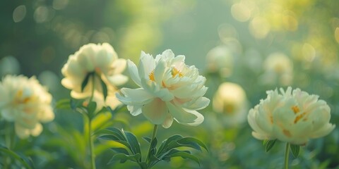 Soft White Peonies in the Gentle Morning Light
