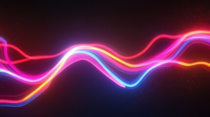 Abstract representation of flowing light waves in vibrant colors against a dark background.