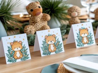 Joyful Family Reunion Dinner Zodiac Animal Place Cards A Whimsical Blend of Tradition and Modern Festivity Adorable illustrated zodiac animals grace each place card, creating a unique and memorable