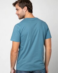 Obraz premium Casual teal t-shirt for men with a comfortable fit and short sleeves on a white background 