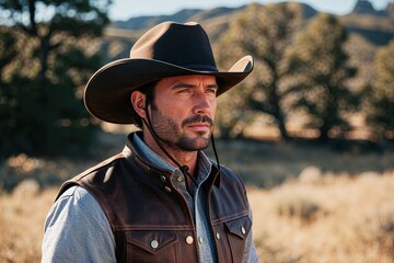 Rugged Leather Cowboy Hat with Vintage Appeal for Adventure Wear