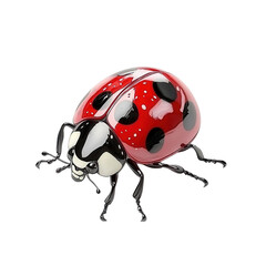 Fototapeta premium A vibrant, cartoon-style ladybug sits gracefully with its glossy red shell and distinct black spots, showcasing nature's beauty.