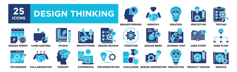 Design Thinking icon collection set. Containing design design, idea, concept, symbol, vector, creative, inspiration, innovation	