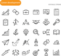 Career Development Icons Growth, Strategy, Planning, and Success