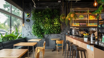 Naklejka premium The scent of freshly brewed coffee and baked pastries filled the air, blending perfectly with the hum of quiet conversations and clinking cups.