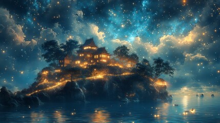 Starry Island Home: A Magical Nighttime Retreat