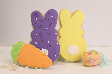 Easter Bunnies and carrot sugar cookies for Easter.