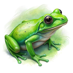 Obraz premium a green frog on white background