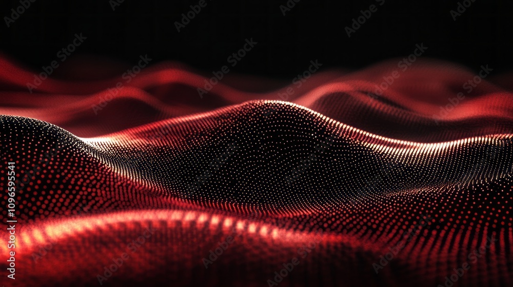 Aufkleber a red and black image of a wave with a lot of dots
