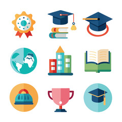 Modern collection set of educational symbols suitable for schools and online education