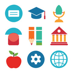 Modern collection set of educational symbols suitable for schools and online education
