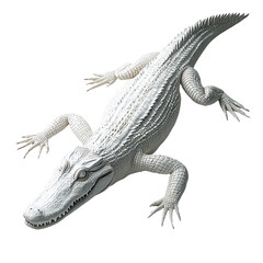 Fototapeta premium A striking white alligator with intricate scales, resting gracefully. A unique and captivating specimen of nature.