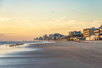 Daytona Beach Sunset with Distant Buildings