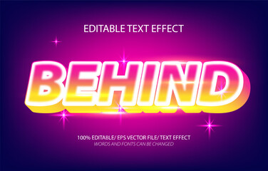 Behind  editable text effect, 3D editable text template.