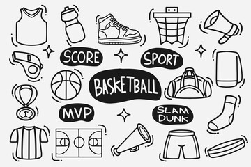 set of doodles basketball good for background, wallpaper, element design, icons, etc © angga