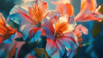 Fototapeta premium Colorful hibiscus flowers close-up photo
