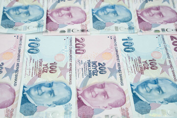 Turkish money top view trade representation
