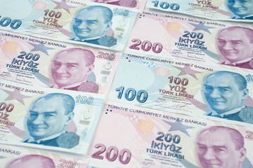 Turkish money top view trade representation