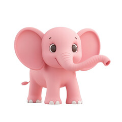 Fototapeta premium A cute pink elephant character with big ears and a cheerful expression, perfect for children's themes and playful designs.