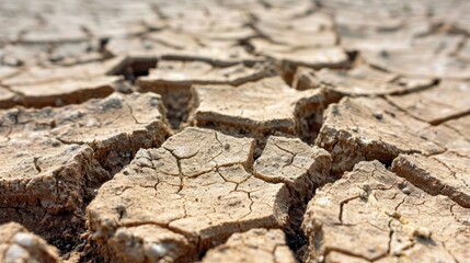 Fototapeta premium Close-up of cracked dry earth.