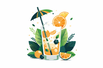 Refreshing Drink Vector Illustration with Vibrant Colors and Modern Aesthetic

