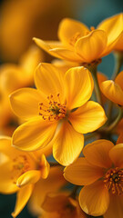 Obraz premium Macro photography of yellow apricot flowers with shallow depth of field, details, blossom, sunny