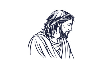 Jesus Christ vector line art illustration clip art transparent white background