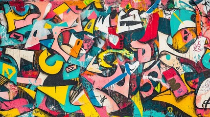 Fototapeta premium Vibrant abstract graffiti art on a wall.