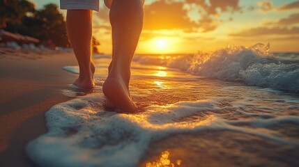 Sunset Beach Walk: Tranquil Moments at Golden Hour