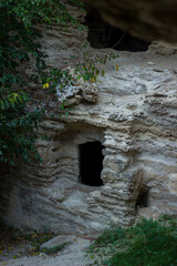 Entrance to a cave in the mountains