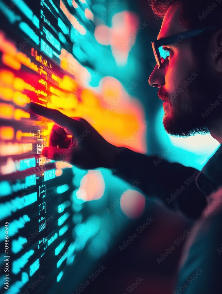 Poster ai-driven insights data analysis technology lab digital interaction futuristic environment close-up 