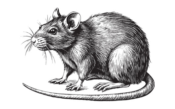 mouse rat sketch hand drawn drawing vector illustration