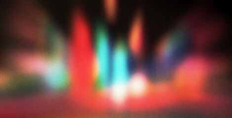 Vibrant rainbow, orange blue teal white psychedelic grainy gradient color flow wave on black background, music cover dance party poster design. Retro Colors from the 1970s 1980s, 70s, 80s, 90s style