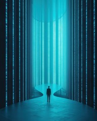 Ai-driven exploration of digital realms futuristic landscape concept art virtual environment abstract viewpoint