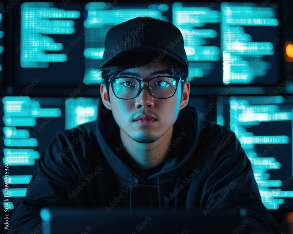 Poster ai-powered cybersecurity analysis tech lab digital portrait modern environment close-up view innovat