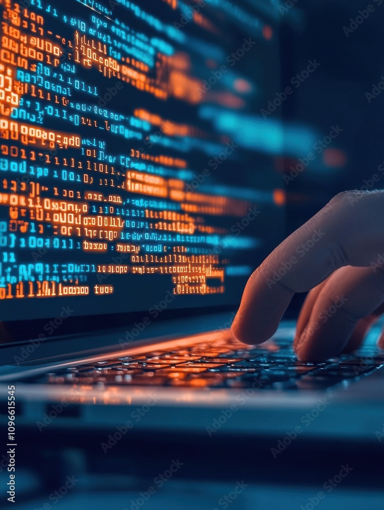 Poster ai-powered data analysis digital workspace code visualization technology hub close-up view innovativ