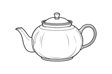 Teapot vector line art illustration transparent white background