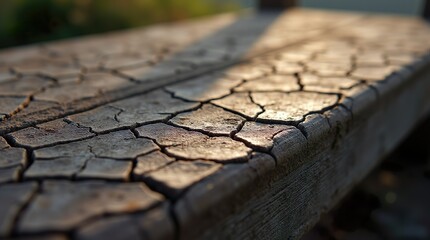 Obraz premium Ultra-realistic close-up of textured surfaces like cracked leather or a weathered wooden plank, showcasing every detail in the texture. The light and shadows play off the intricate patterns, with a bl