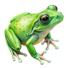 a green frog on white background