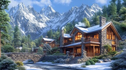 Mountain Lodge Winter Wonderland: A Cozy Escape in the Snowy Alps