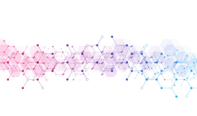Fototapeta premium Hexagons pattern background. Genetic research, molecular structure. Chemical engineering. Concept of innovation technology. Used for design healthcare, science and medicine background