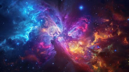 Naklejka premium A vibrant nebula in space, filled with swirling gas and dust.