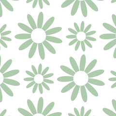Abstract seamless patterns with vintage groovy daisy flowers. Retro floral vector background surface design, textile, stationery, wrapping paper, covers. 60s, 70s, 80s style