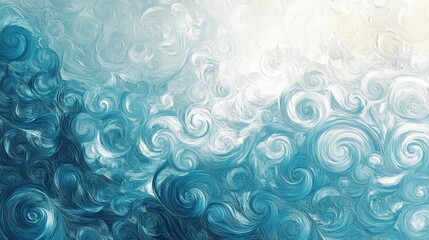 Elegant abstract blue swirls with soft glowing textures and intricate patterns, creating a serene look.