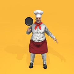 Chef holding a pan