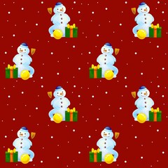 Christmas seamless pattern with snowman