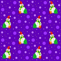 Christmas seamless pattern with snowman