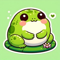Fototapeta premium Kawaii Chubby Frog Sticker