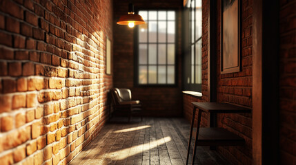 View of an old house made of orange bricks