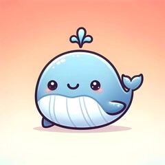 Adorable Whale on a Soft Gradient Background